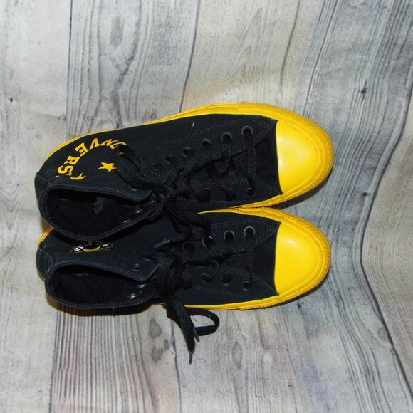 CONVERSE Chuck Taylor All Star High Black/Amarillo Smiley Face Sneakers Womens 9 - Picture 6 of 7